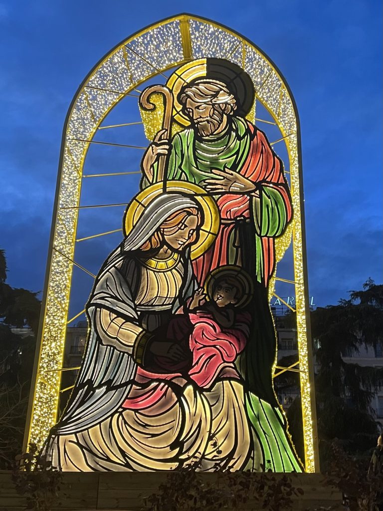 Crèche lumineuse de Noël à Madrid